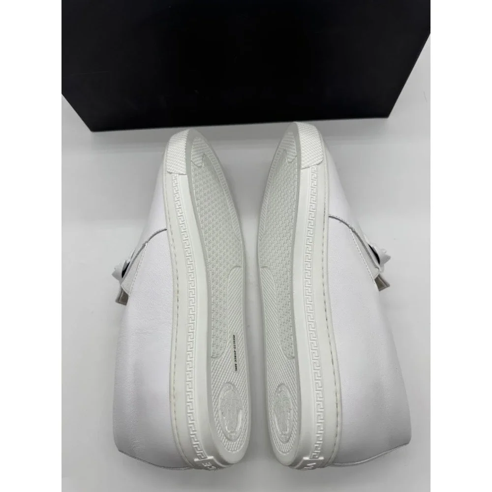 Versace Medusa Head White Leather Slip On Sneakers DSU6123 Men Size 39 NEW